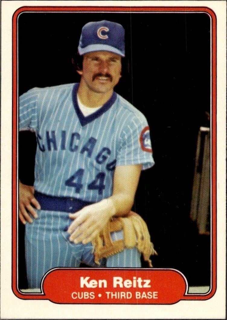 Ken Reitz 1982 Fleer #602 Baseball Trading Card - Front 1982 Fleer Ken Reitz #602 baseball trading card front