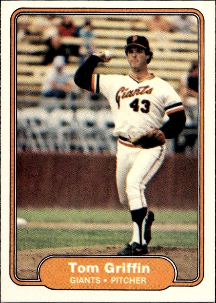 Tom Griffin 1982 Fleer #389 Baseball Trading Card - Front 1982 Fleer Tom Griffin #389 baseball trading card front