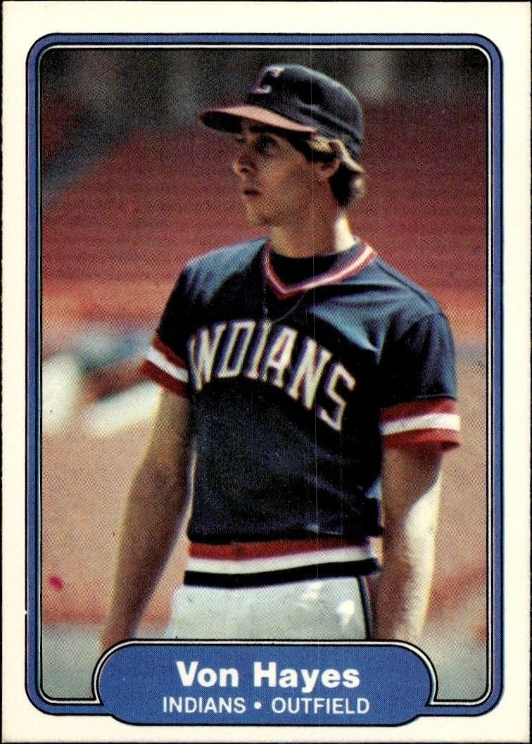 Von Hayes 1982 Fleer #371 Baseball Trading Card - Front 1982 Fleer Von Hayes #371 baseball trading card front