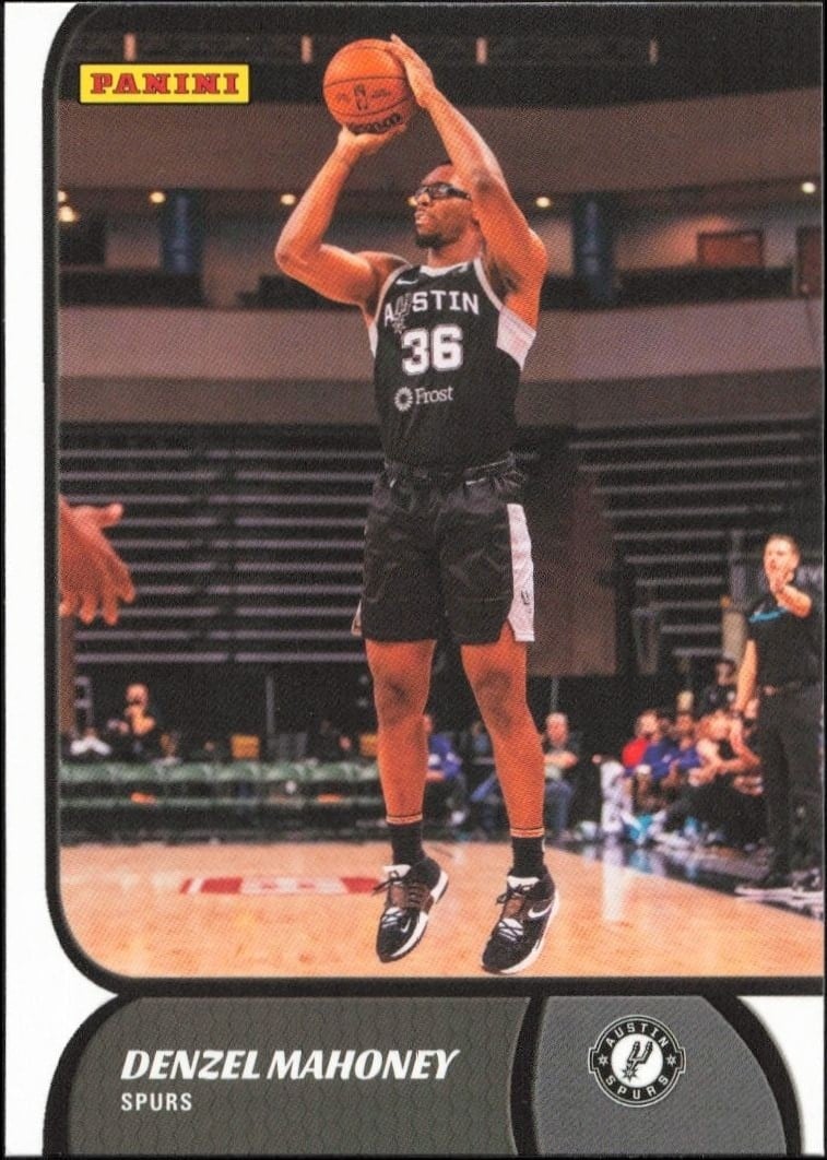Denzel Mahoney 2021-22 Panini NBA G League #9 Basketball Trading Card - Front 2021-22 Panini NBA G League Denzel Mahoney #9 basketball trading card front
