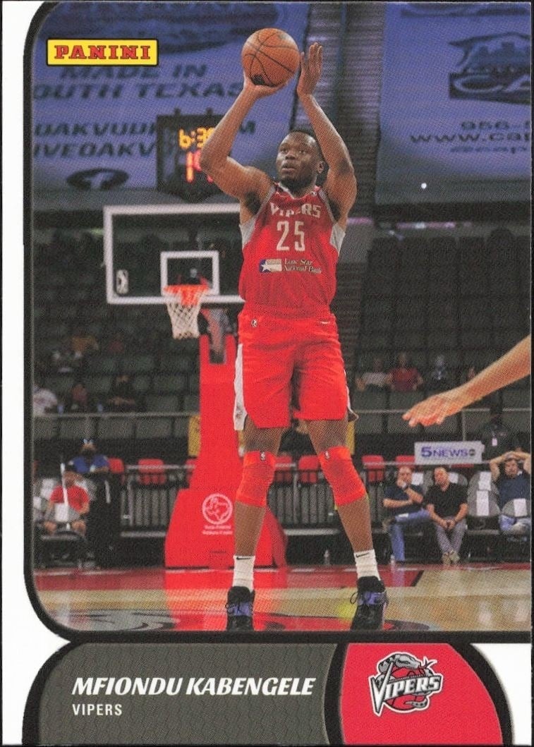 Mfiondu Kabengele 2021-22 Panini NBA G League #116 Basketball Trading Card - Front 2021-22 Panini NBA G League Mfiondu Kabengele #116 basketball trading card front