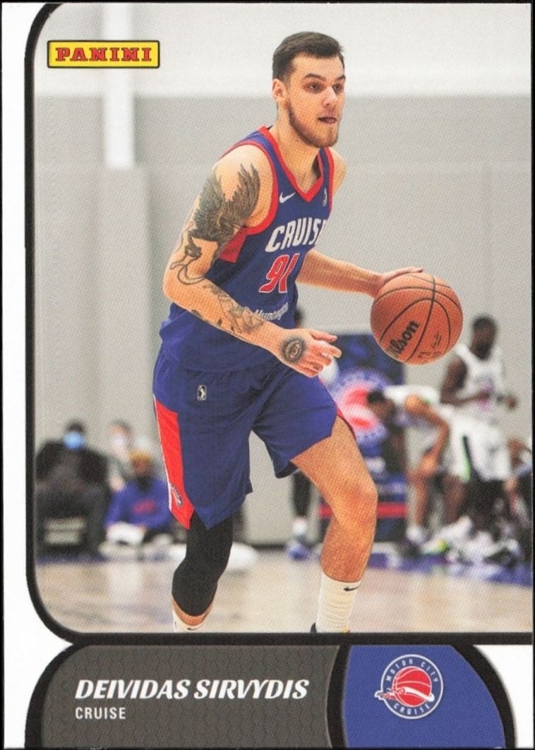 Deividas Sirvydis 2021-22 Panini NBA G League #98 Basketball Trading Card - Front 2021-22 Panini NBA G League Deividas Sirvydis #98 basketball trading card front