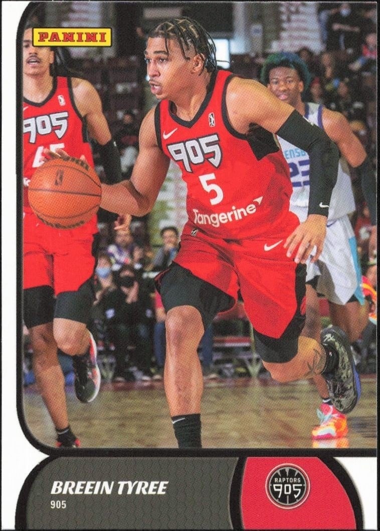 Breein Tyree 2021-22 Panini NBA G League #109 Basketball Trading Card - Front 2021-22 Panini NBA G League Breein Tyree #109 basketball trading card front