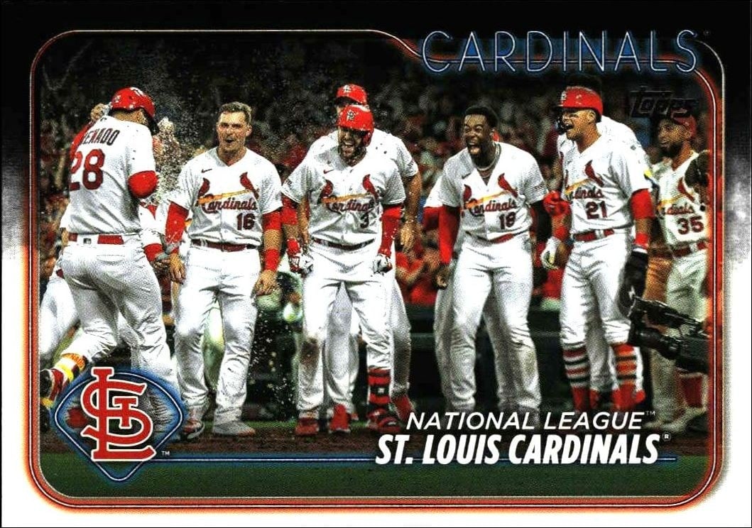 St. Louis Cardinals 2024 Topps Series 2 #490 Baseball Trading Card - Front 2024 Topps Series 2 St. Louis Cardinals #490 baseball trading card front