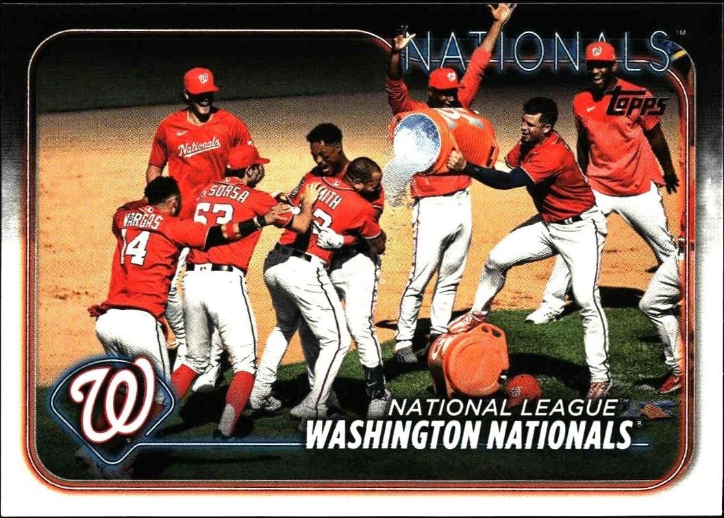 Washington Nationals 2024 Topps Series 2 #417 Baseball Trading Card - Front 2024 Topps Series 2 Washington Nationals #417 baseball trading card front