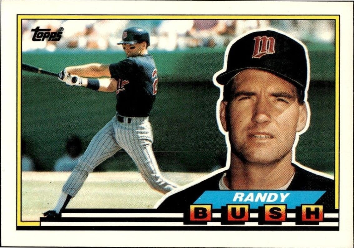 Randy Bush 1989 Topps Big #282 Baseball Trading Card - Front 1989 Topps Big Randy Bush #282 baseball trading card front