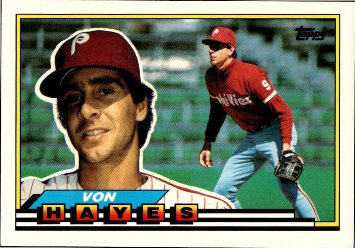 Von Hayes 1989 Topps Big #302 Baseball Trading Card - Front 1989 Topps Big Von Hayes #302 baseball trading card front