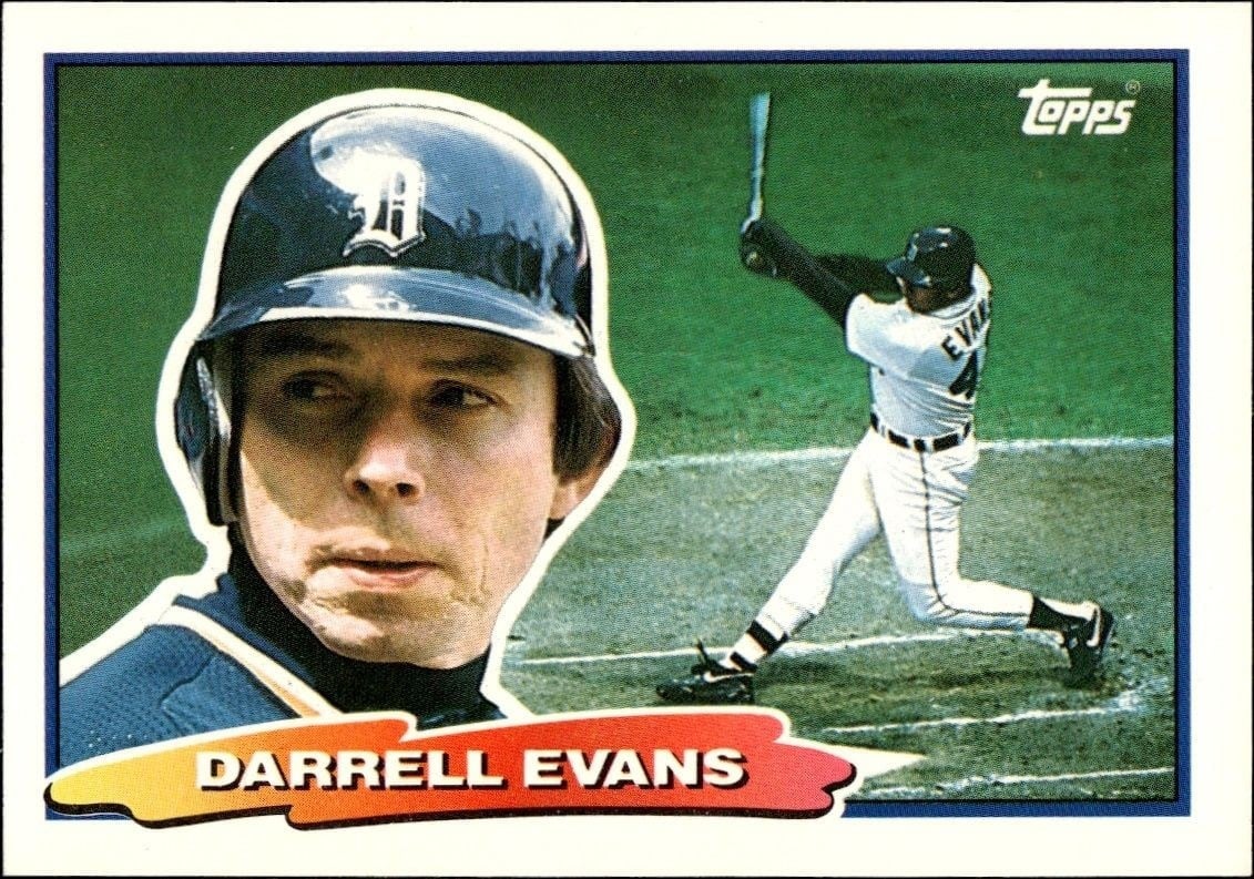 Darrell Evans 1988 Topps Big #82 Baseball Trading Card - Front 1988 Topps Big Darrell Evans #82 baseball trading card front