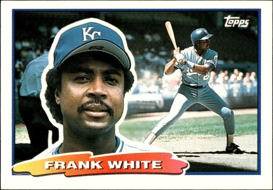 Frank White 1988 Topps Big #75 Baseball Trading Card - Front 1988 Topps Big Frank White #75 baseball trading card front