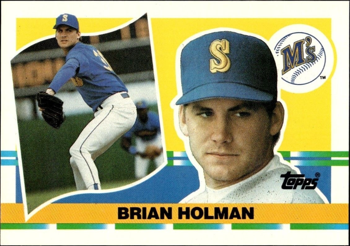 Brian Holman 1990 Topps Big #282 Baseball Trading Card - Front 1990 Topps Big Brian Holman #282 baseball trading card front