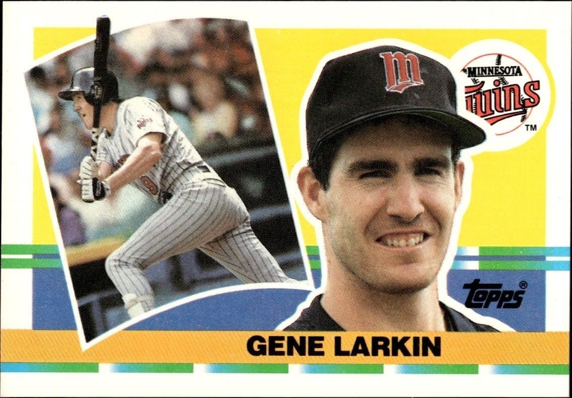 Gene Larkin 1990 Topps Big #302 Baseball Trading Card - Front 1990 Topps Big Gene Larkin #302 baseball trading card front