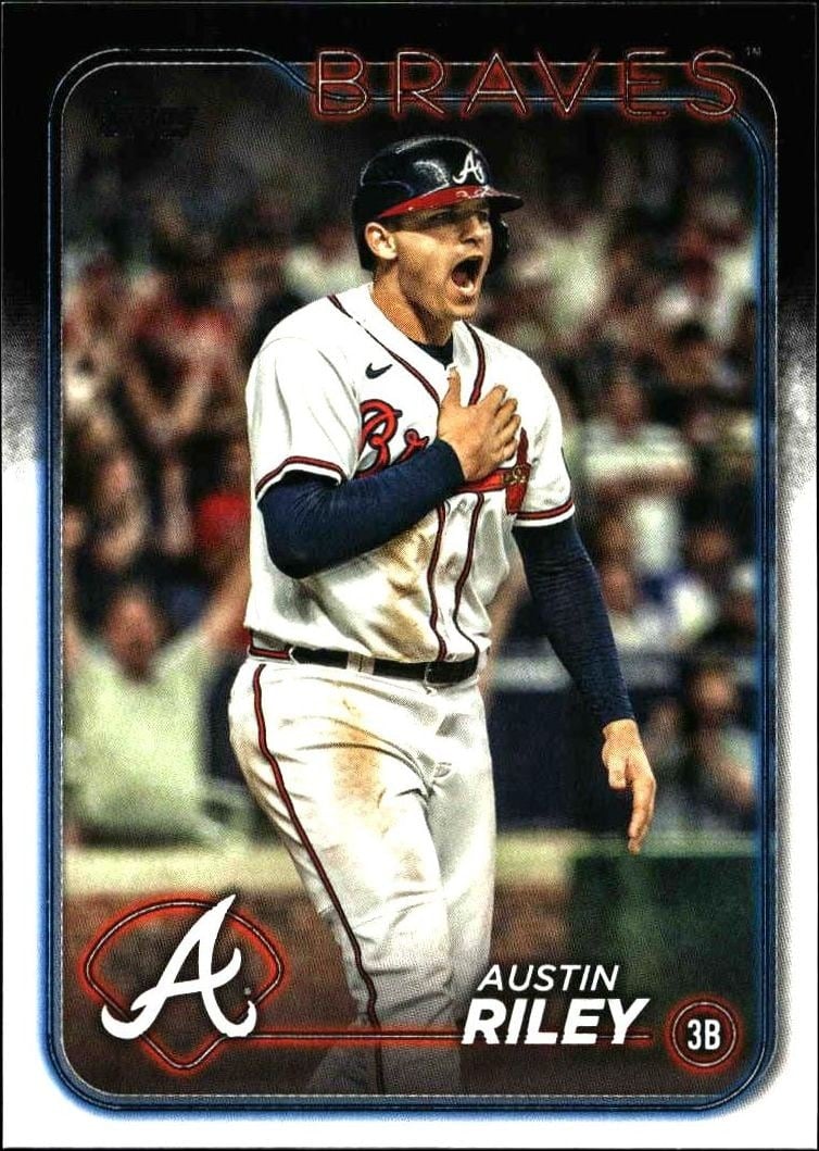 Austin Riley 2024 Topps Series 2 #595 Baseball Trading Card - Front 2024 Topps Series 2 Austin Riley #595 baseball trading card front