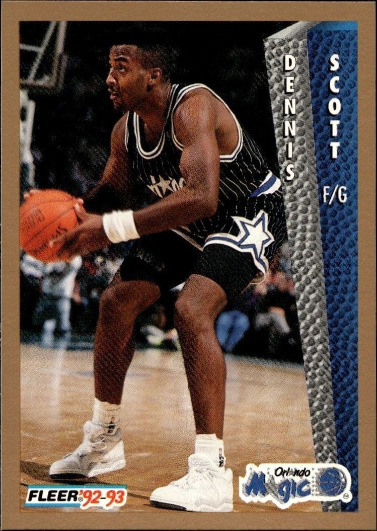 Dennis Scott 1992-93 Fleer #163 Basketball Trading Card - Front 1992-93 Fleer Dennis Scott #163 basketball trading card front