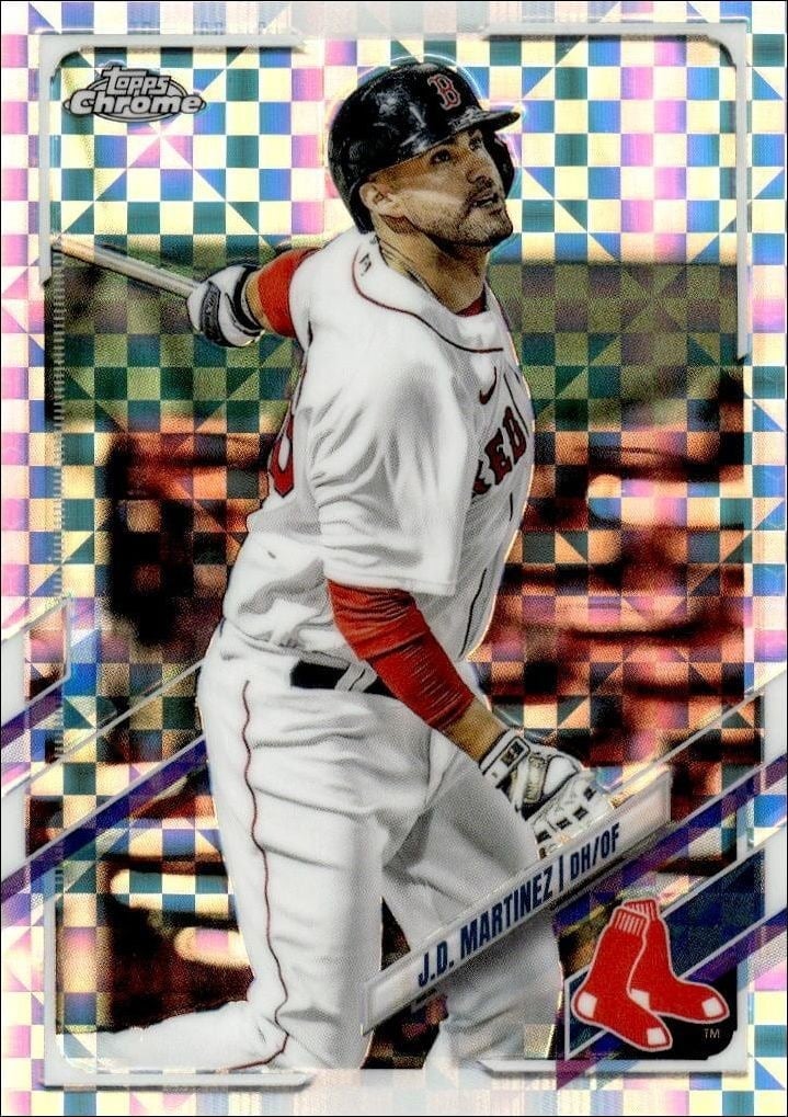 J.D. Martinez 2021 Topps Chrome #95 Baseball Trading Card - Front 2021 Topps Chrome J.D. Martinez #95 baseball trading card front