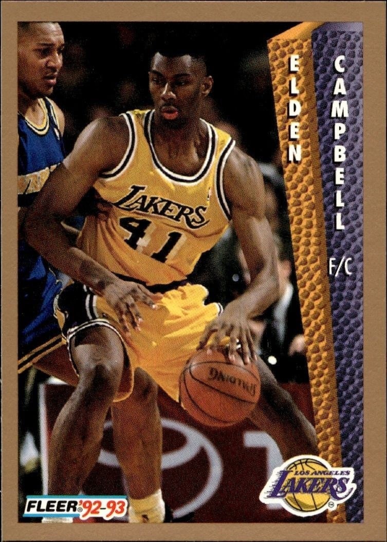 Elden Campbell 1992-93 Fleer #106 Basketball Trading Card - Front 1992-93 Fleer Elden Campbell #106 basketball trading card front