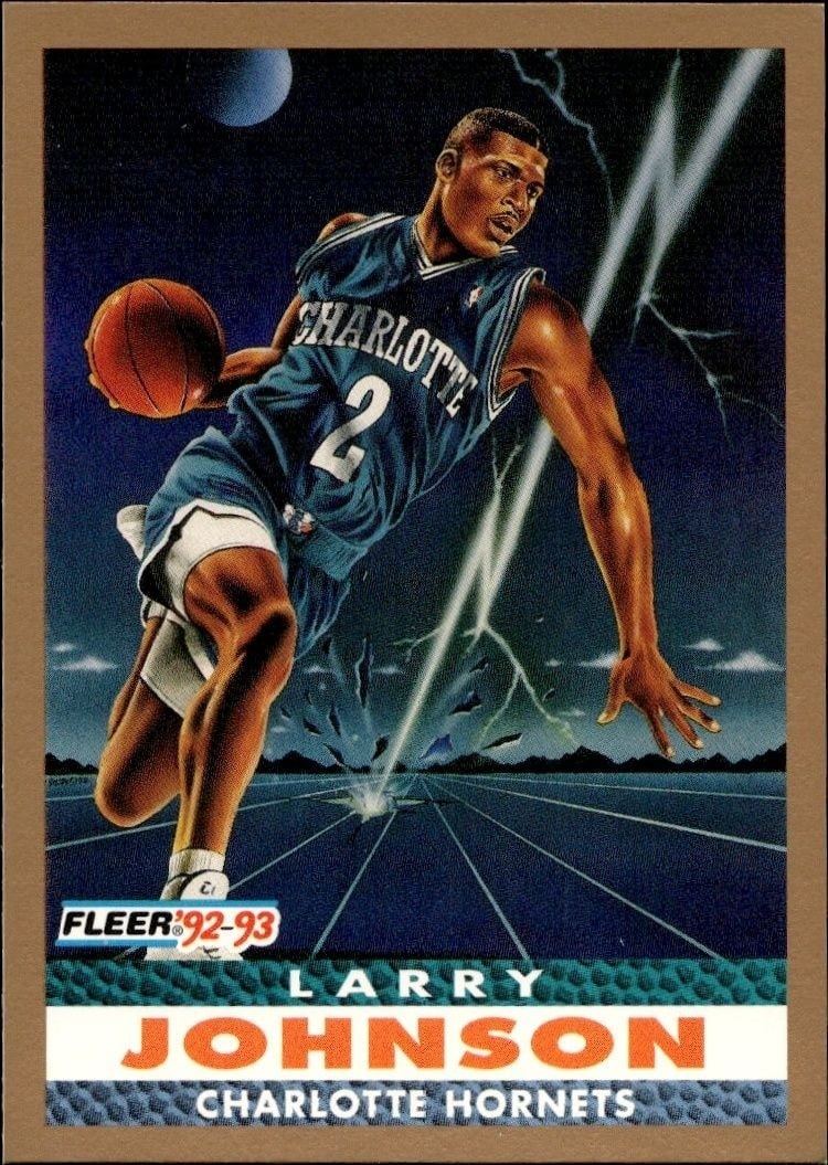 Larry Johnson 1992-93 Fleer #253 Basketball Trading Card - Front 1992-93 Fleer Larry Johnson #253 basketball trading card front