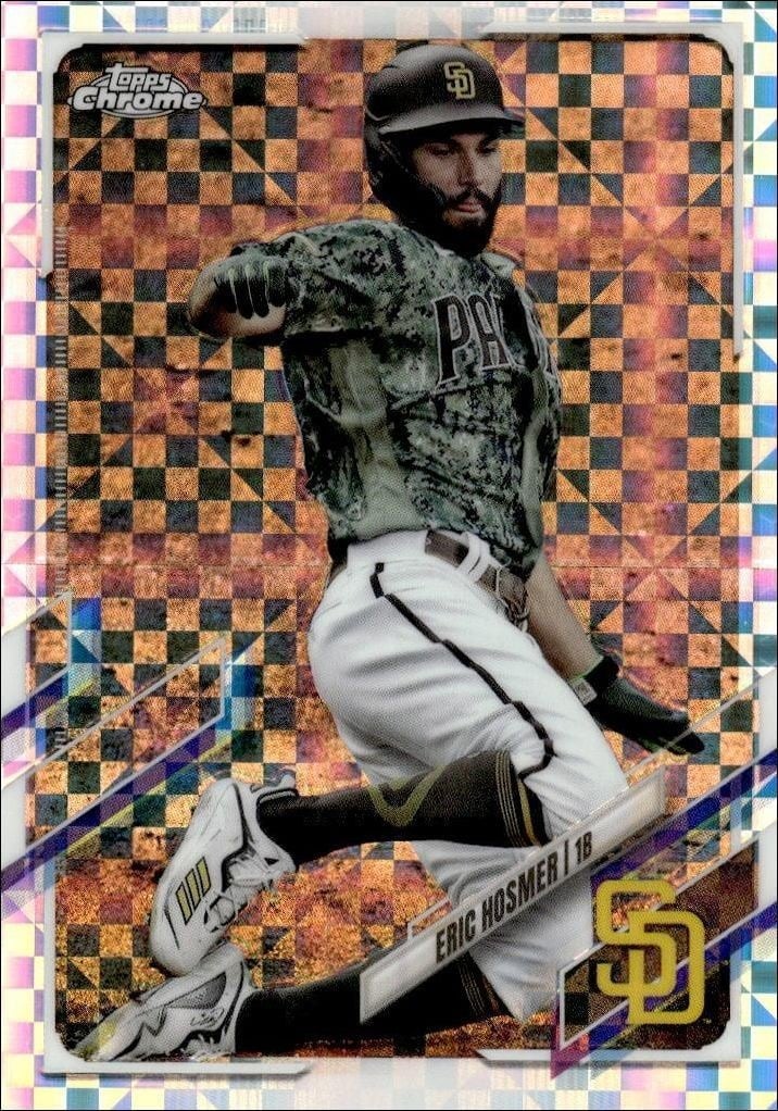 Eric Hosmer 2021 Topps Chrome #112 Baseball Trading Card - Front 2021 Topps Chrome Eric Hosmer #112 baseball trading card front