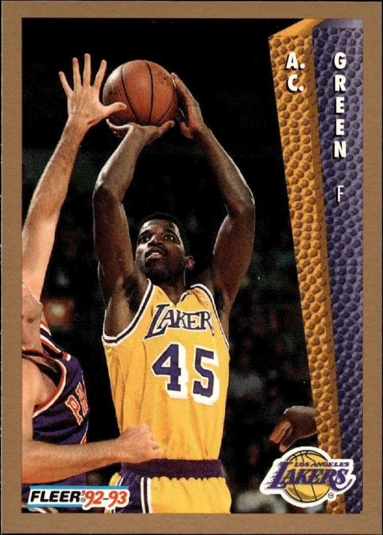 A.C. Green 1992-93 Fleer #108 Basketball Trading Card - Front 1992-93 Fleer A.C. Green #108 basketball trading card front