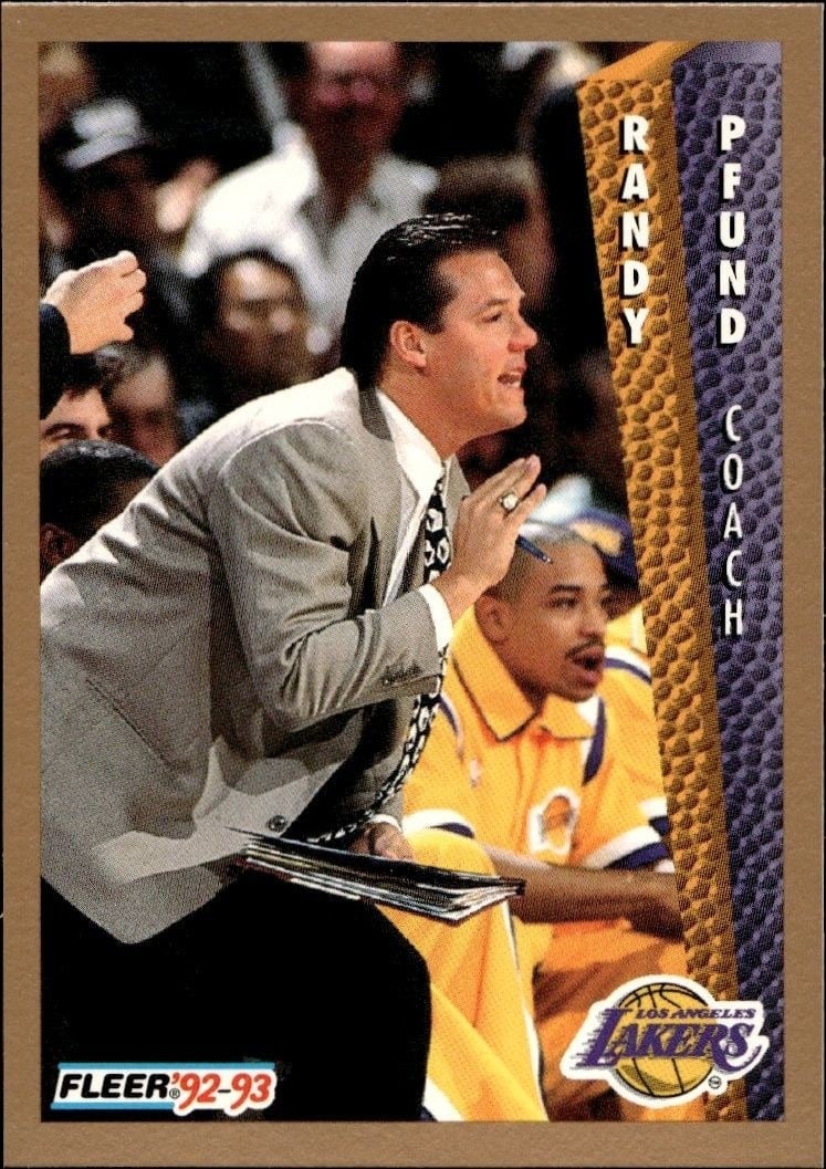 Randy Pfund 1992-93 Fleer #110 Basketball Trading Card - Front 1992-93 Fleer Randy Pfund #110 basketball trading card front
