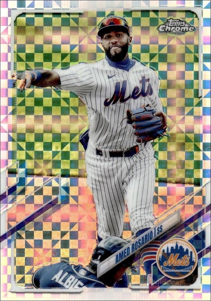 Amed Rosario 2021 Topps Chrome #190 Baseball Trading Card - Front 2021 Topps Chrome Amed Rosario #190 baseball trading card front