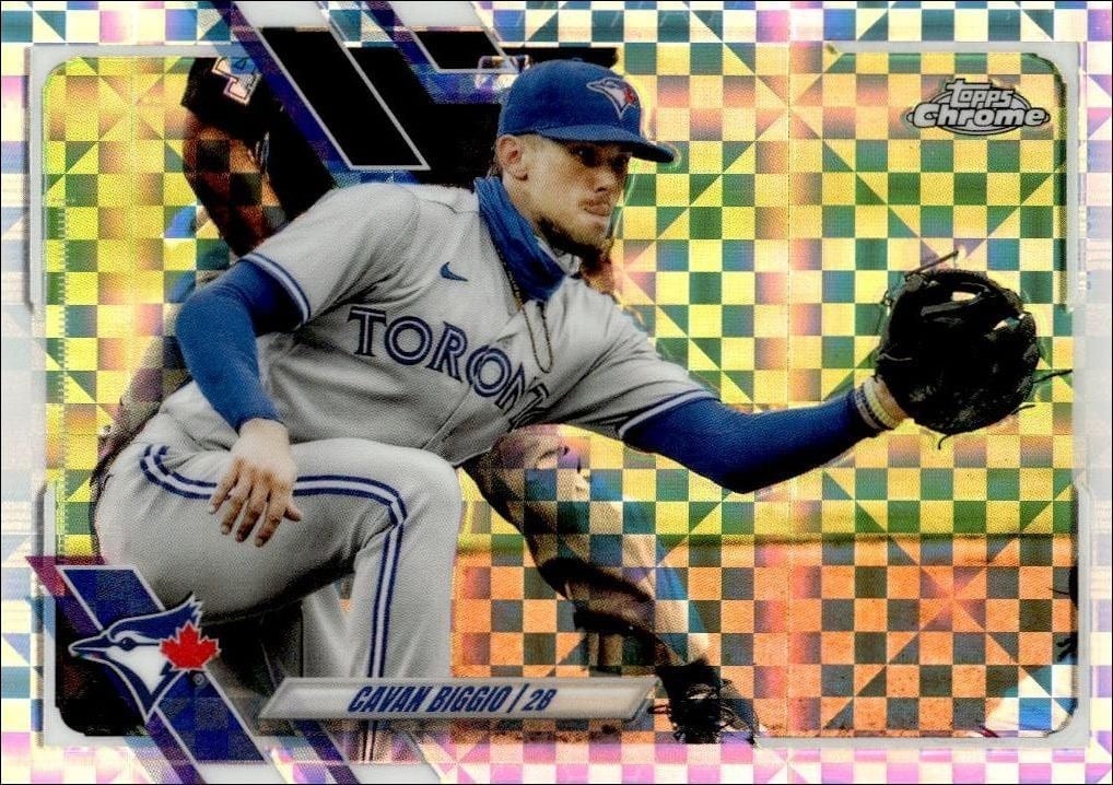 Cavan Biggio 2021 Topps Chrome #128 Baseball Trading Card - Front 2021 Topps Chrome Cavan Biggio #128 baseball trading card front