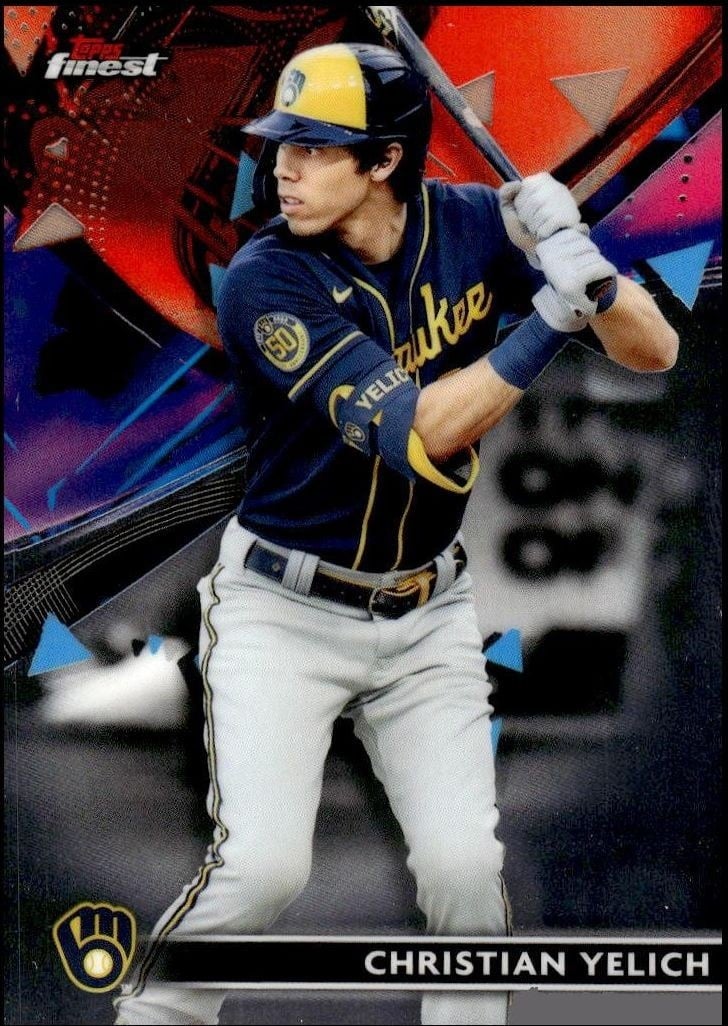Christian Yelich 2021 Topps Finest #88 Baseball Trading Card - Front 2021 Topps Finest Christian Yelich #88 baseball trading card front