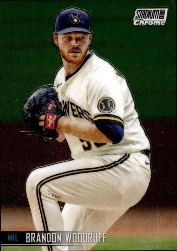 Brandon Woodruff 2021 Topps Stadium Club Chrome #88 Baseball Trading Card - Front 2021 Topps Stadium Club Chrome Brandon Woodruff #88 baseball trading card front