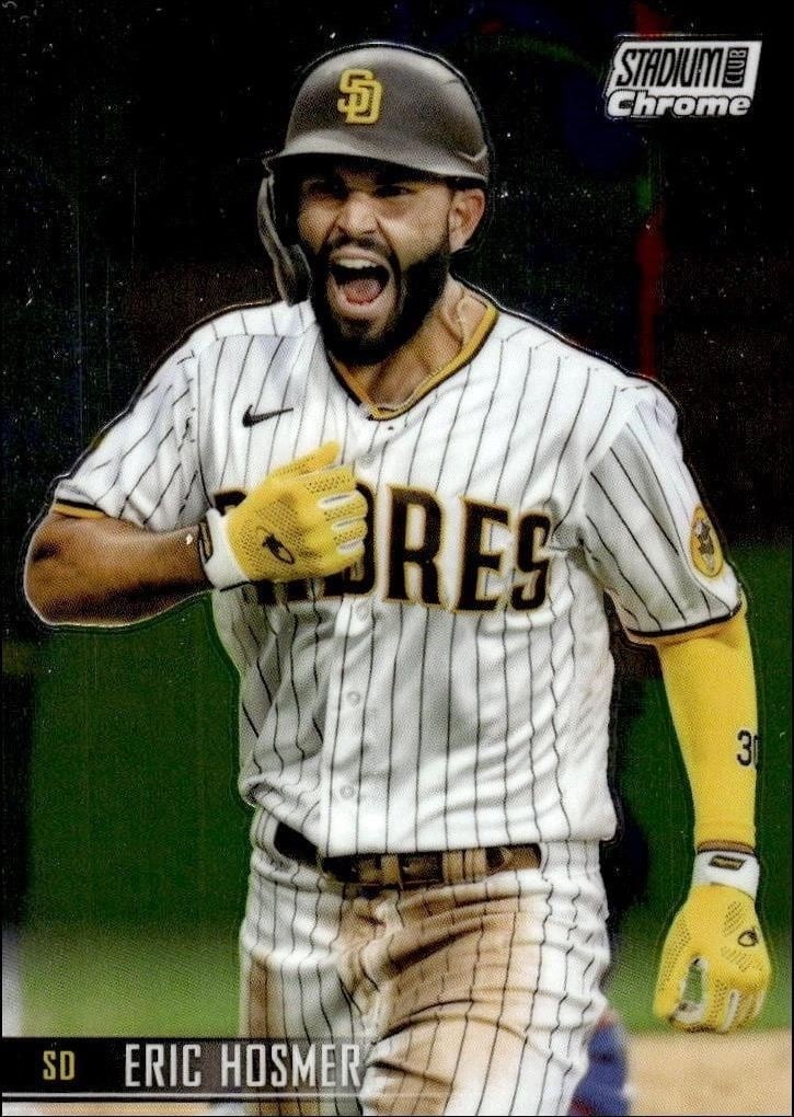 Eric Hosmer 2021 Topps Stadium Club Chrome #158 Baseball Trading Card - Front 2021 Topps Stadium Club Chrome Eric Hosmer #158 baseball trading card front