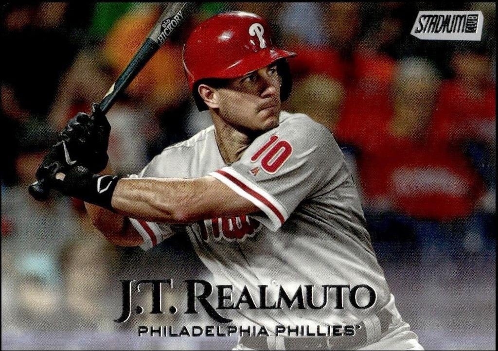Jt Realmuto 2019 Topps Stadium Club #166 Baseball Trading Card - Front 2019 Topps Stadium Club Jt Realmuto #166 baseball trading card front