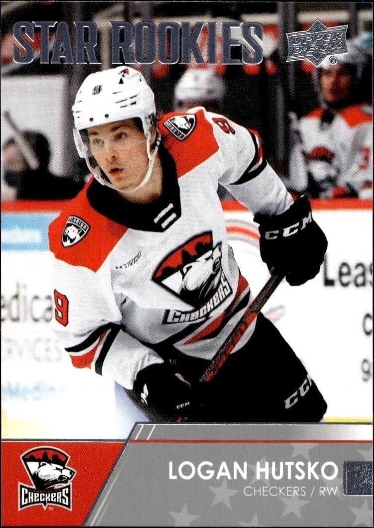 Logan Hutsko 2021-22 Upper Deck AHL #101 Hockey Trading Card - Front 2021-22 Upper Deck AHL Logan Hutsko #101 hockey trading card front