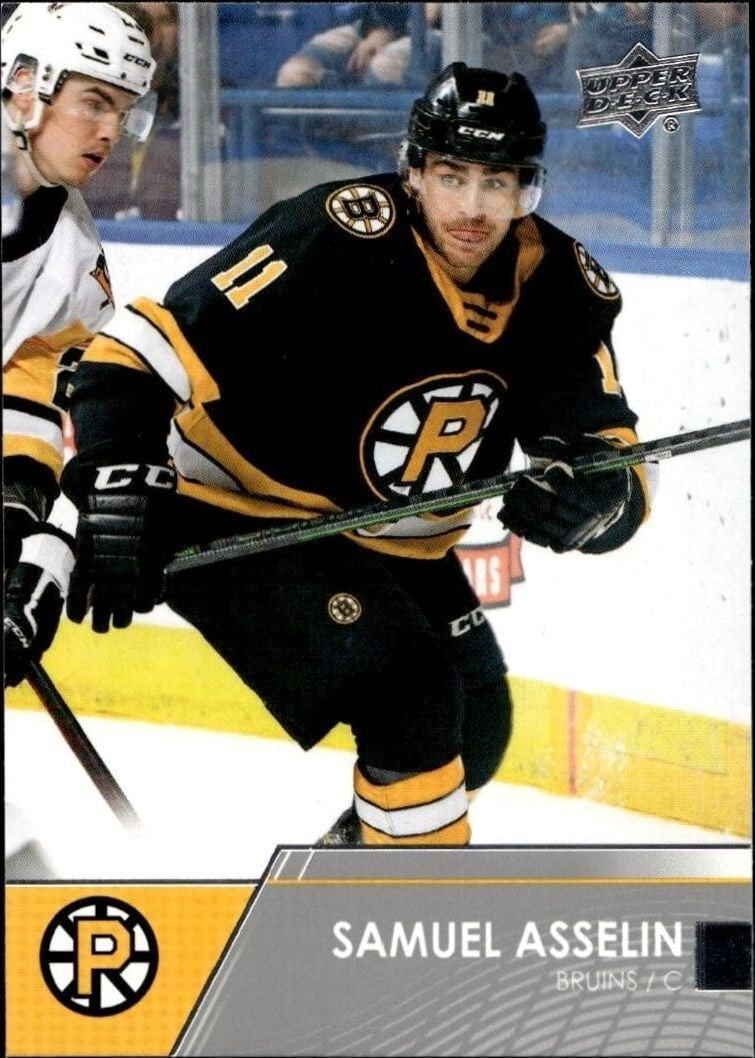 Samuel Asselin 2021-22 Upper Deck AHL #10 Hockey Trading Card - Front 2021-22 Upper Deck AHL Samuel Asselin #10 hockey trading card front
