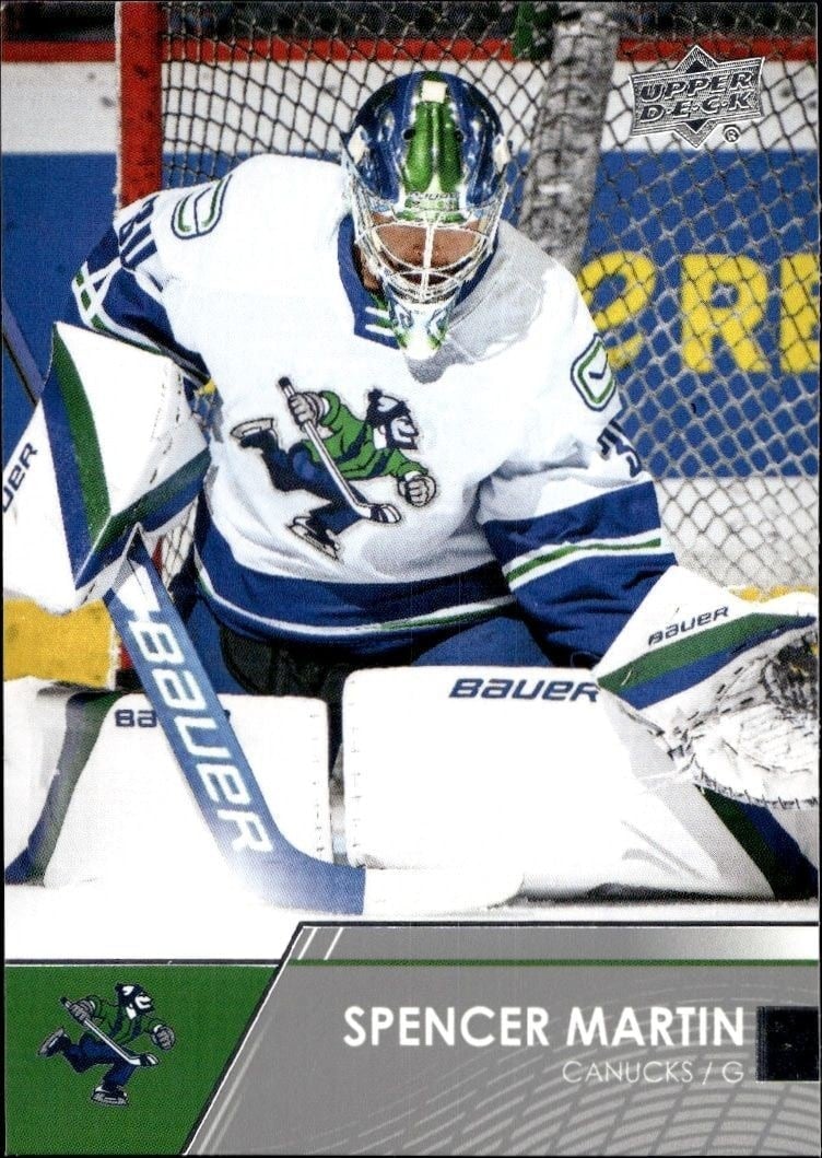 Spencer Martin 2021-22 Upper Deck AHL #15 Hockey Trading Card - Front 2021-22 Upper Deck AHL Spencer Martin #15 hockey trading card front