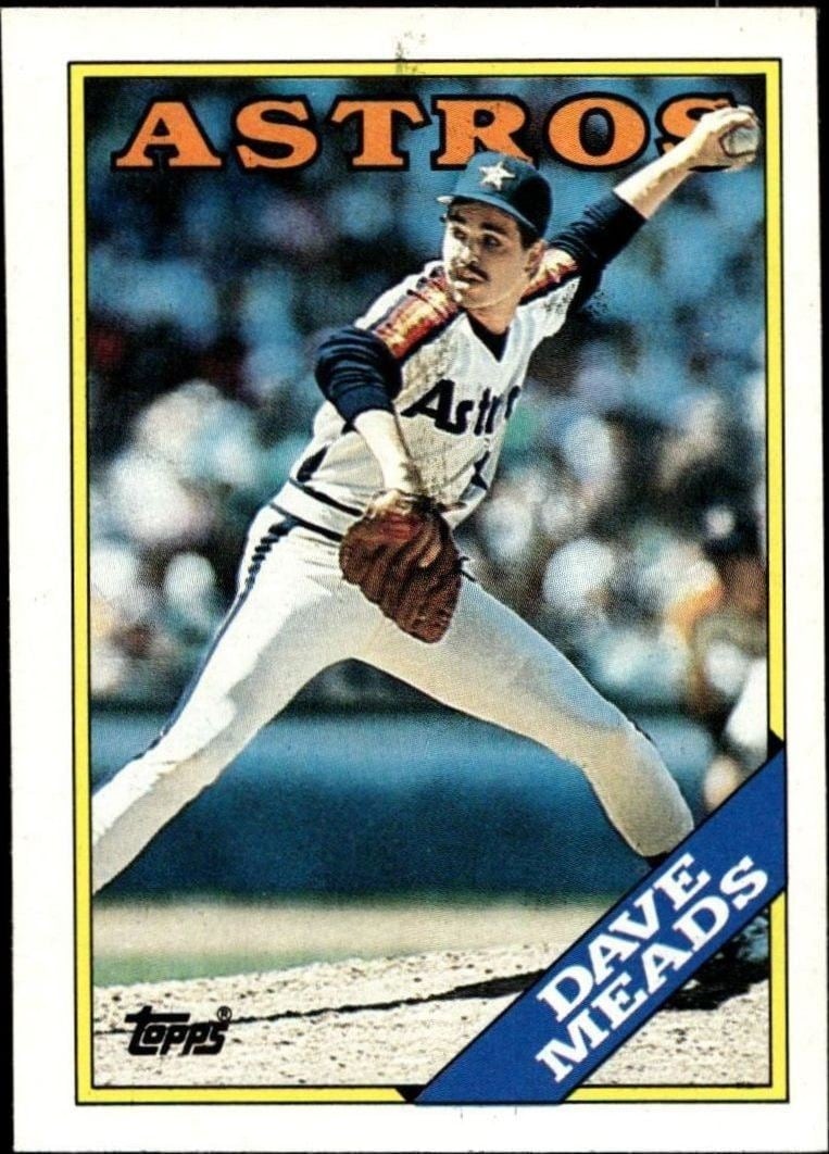 Dave Meads 1988 Topps #199 Baseball Trading Card - Front 1988 Topps Dave Meads #199 baseball trading card front
