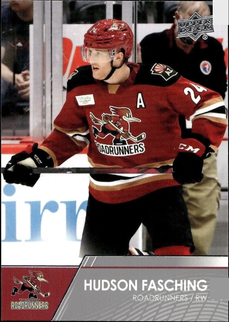 Hudson Fasching 2021-22 Upper Deck AHL #100 Hockey Trading Card - Front 2021-22 Upper Deck AHL Hudson Fasching #100 hockey trading card front