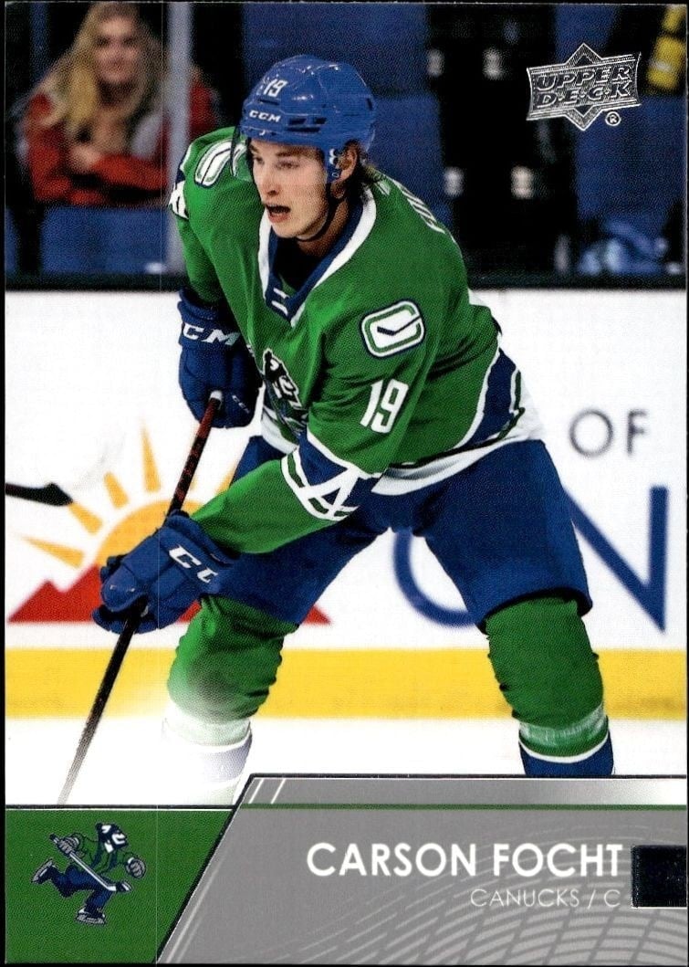 Carson Focht 2021-22 Upper Deck AHL #94 Hockey Trading Card - Front 2021-22 Upper Deck AHL Carson Focht #94 hockey trading card front