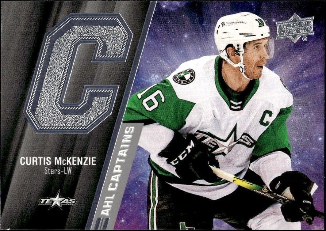 Curtis McKenzie 2021-22 Upper Deck AHL #L-8 Hockey Trading Card - Front 2021-22 Upper Deck AHL Curtis McKenzie #L-8 hockey trading card front