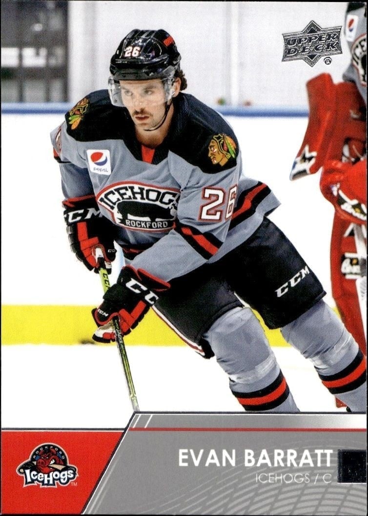 Evan Barratt 2021-22 Upper Deck AHL #90 Hockey Trading Card - Front 2021-22 Upper Deck AHL Evan Barratt #90 hockey trading card front