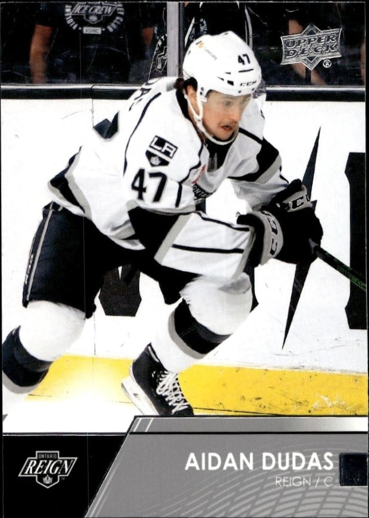 Aidan Dudas 2021-22 Upper Deck AHL #85 Hockey Trading Card - Front 2021-22 Upper Deck AHL Aidan Dudas #85 hockey trading card front