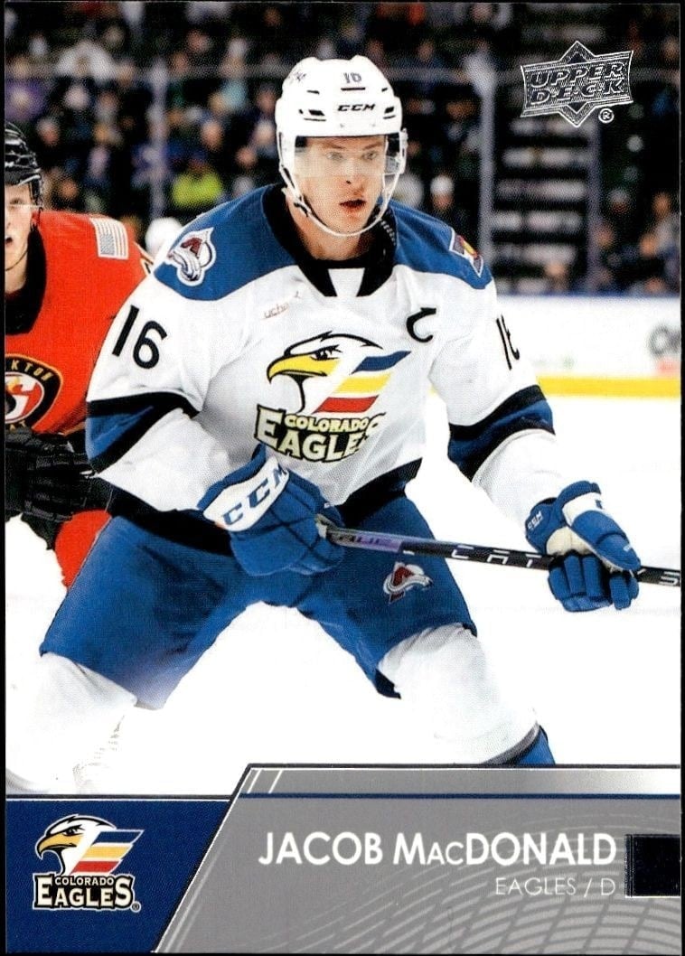 Jacob MacDonald 2021-22 Upper Deck AHL #73 Hockey Trading Card - Front 2021-22 Upper Deck AHL Jacob MacDonald #73 hockey trading card front