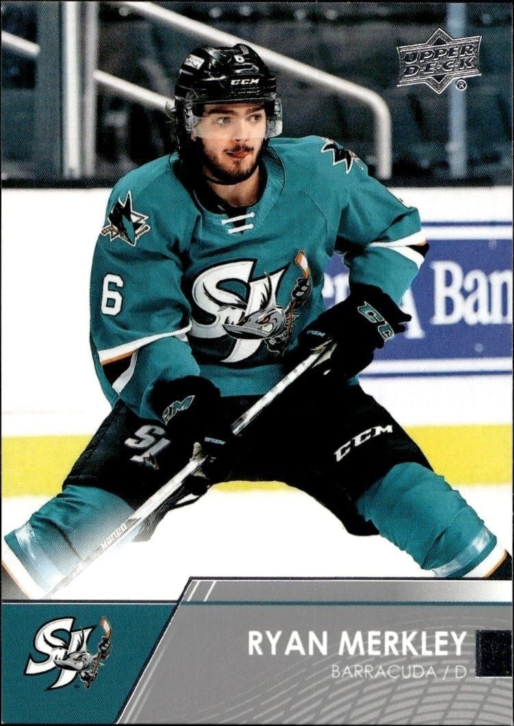 Ryan Merkley 2021-22 Upper Deck AHL #24 Hockey Trading Card - Front 2021-22 Upper Deck AHL Ryan Merkley #24 hockey trading card front