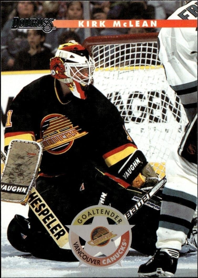 Kirk McLean 1996-97 Donruss #3 Hockey Trading Card - Front 1996-97 Donruss Kirk McLean #3 hockey trading card front