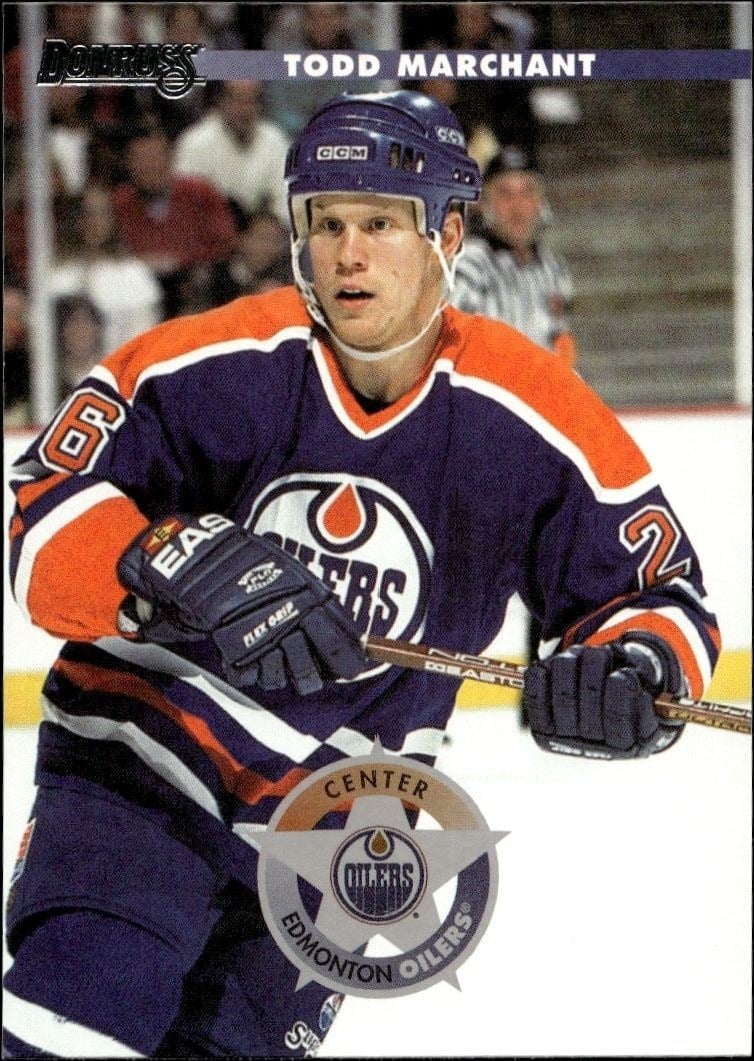 Todd Marchant 1996-97 Donruss #53 Hockey Trading Card - Front 1996-97 Donruss Todd Marchant #53 hockey trading card front