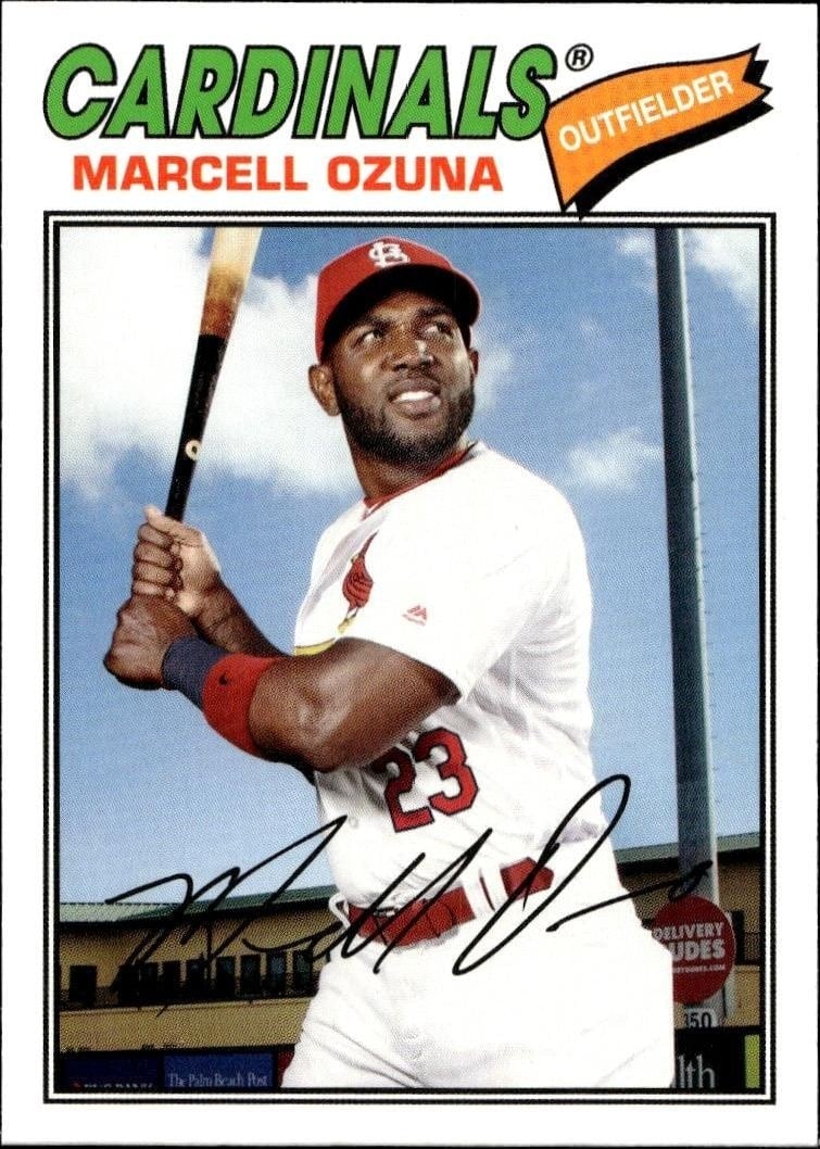 Marcell Ozuna 2018 Topps Archives #136 Baseball Trading Card - Front 2018 Topps Archives Marcell Ozuna #136 baseball trading card front