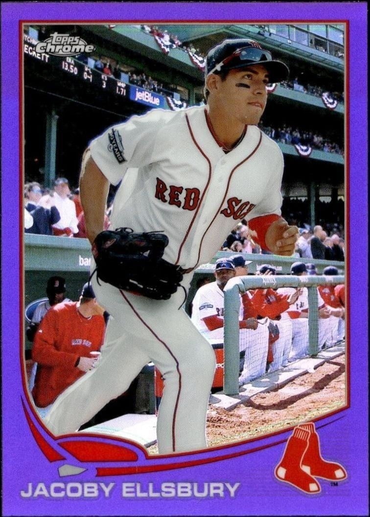 Jacoby Ellsbury 2013 Topps Chrome #204 Baseball Trading Card - Front 2013 Topps Chrome Jacoby Ellsbury #204 baseball trading card front