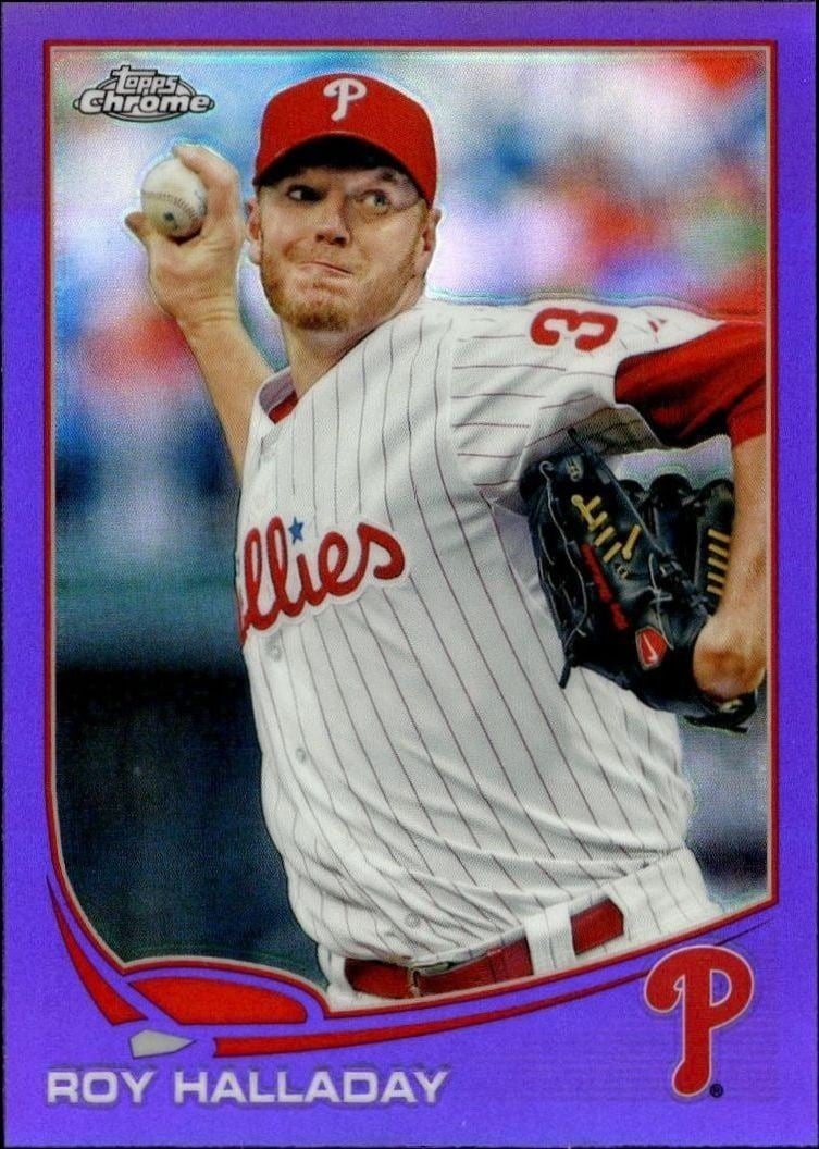 Roy Halladay 2013 Topps Chrome #104 Baseball Trading Card - Front 2013 Topps Chrome Roy Halladay #104 baseball trading card front