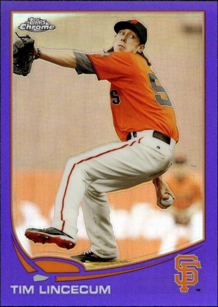 Tim Lincecum 2013 Topps Chrome #64 Baseball Trading Card - Front 2013 Topps Chrome Tim Lincecum #64 baseball trading card front