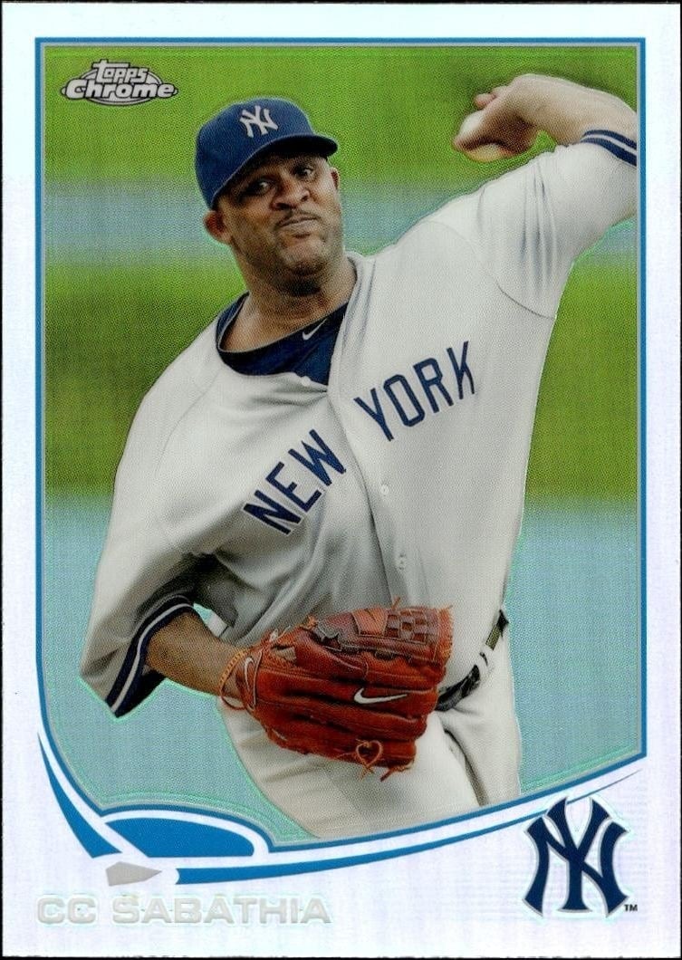 CC Sabathia 2013 Topps Chrome #174 Baseball Trading Card - Front 2013 Topps Chrome CC Sabathia #174 baseball trading card front
