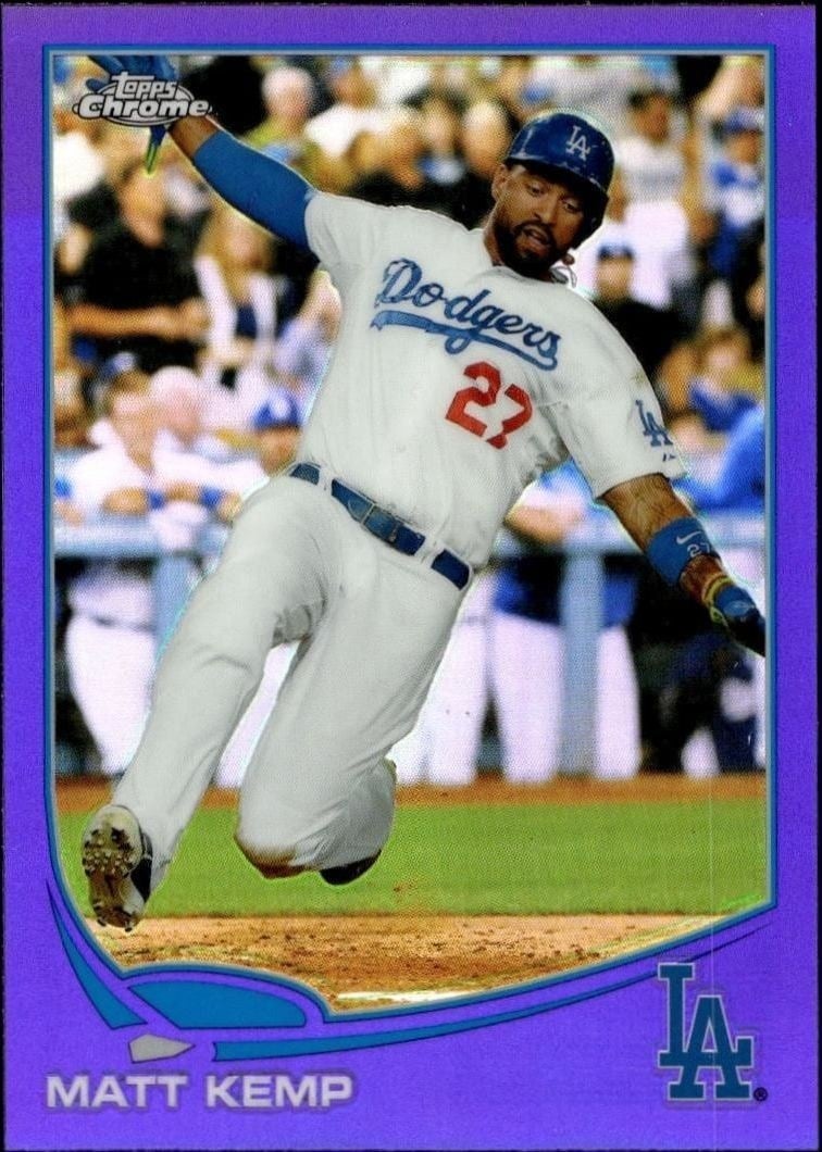 Matt Kemp 2013 Topps Chrome #20 Baseball Trading Card - Front 2013 Topps Chrome Matt Kemp #20 baseball trading card front