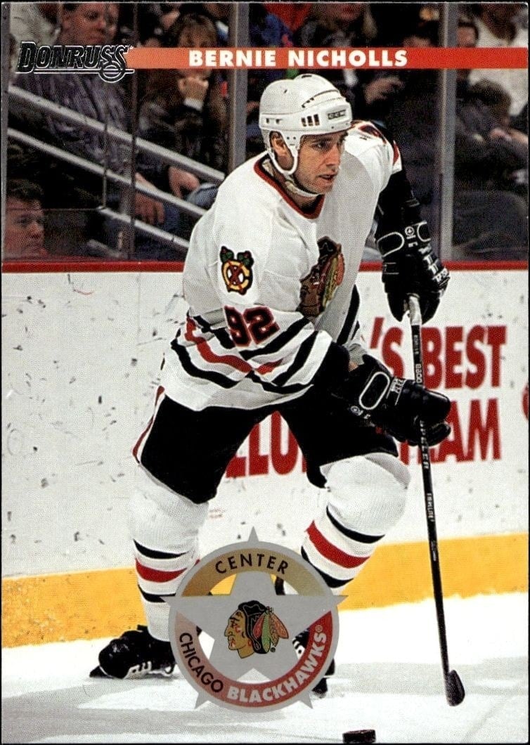 Bernie Nicholls 1996-97 Donruss #198 Hockey Trading Card - Front 1996-97 Donruss Bernie Nicholls #198 hockey trading card front