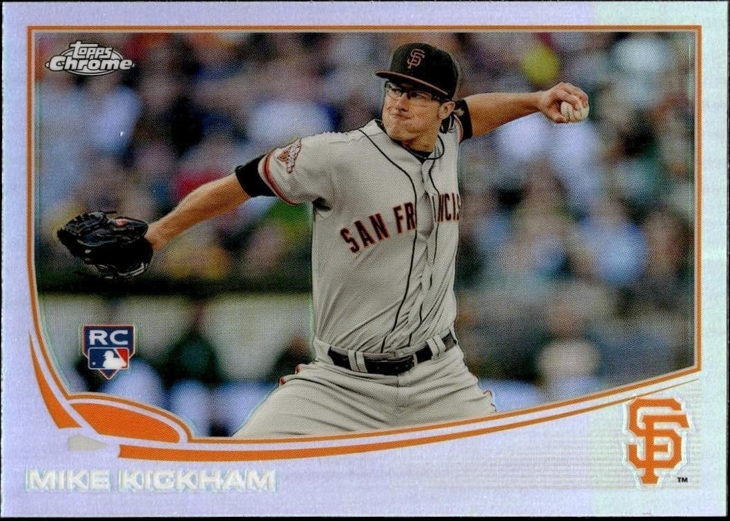 Mike Kickham 2013 Topps Chrome #156 Baseball Trading Card - Front 2013 Topps Chrome Mike Kickham #156 baseball trading card front